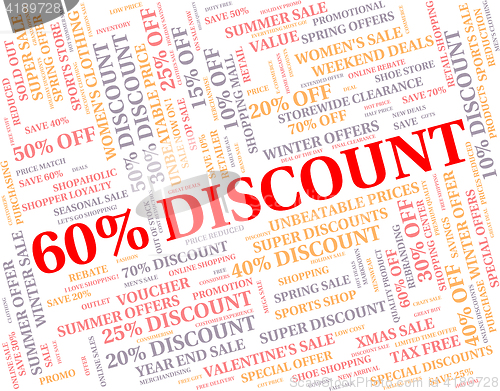 Image of Sixty Percent Off Represents Reduction Sales And Closeout