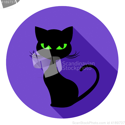 Image of Halloween Cat Icon Means Trick Or Treat And Autumn