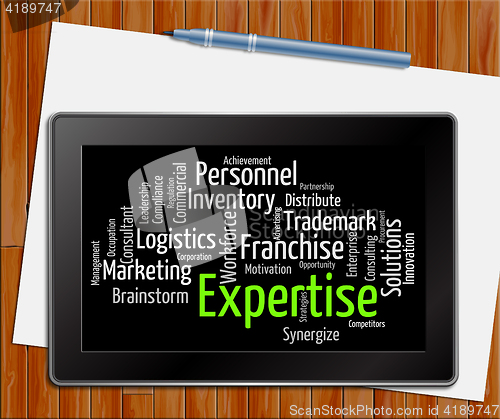 Image of Expertise Word Shows Educated Proficiency And Wordclouds Tablet