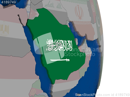 Image of Saudi Arabia with its flag