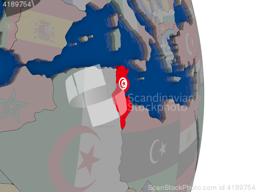 Image of Tunisia with its flag