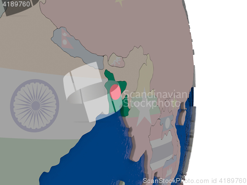 Image of Bangladesh with its flag