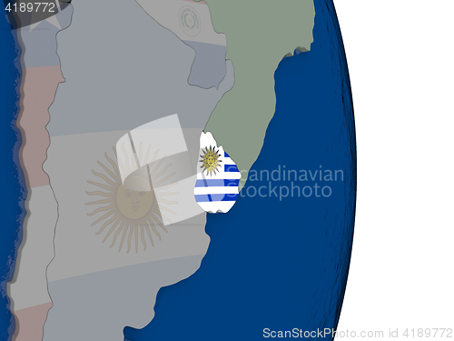 Image of Uruguay with its flag