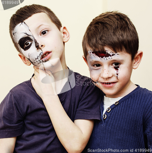 Image of zombie apocalypse kids concept. Birthday party celebration facep