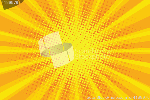 Image of yellow orange sun pop art retro rays background