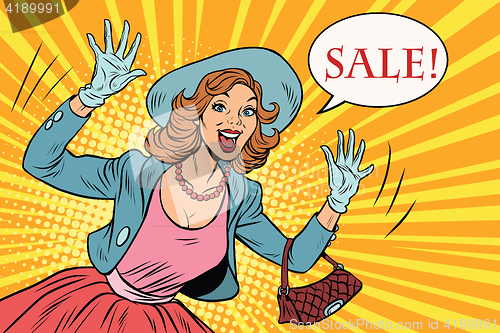 Image of Retro lady enjoys the sale