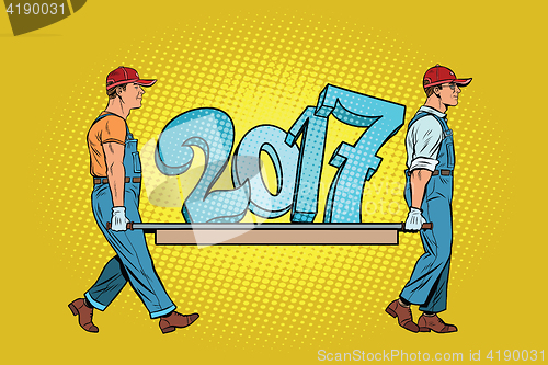 Image of The ending 2017, figures carry movers