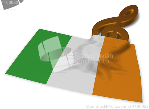 Image of clef symbol and irish  flag - 3d rendering