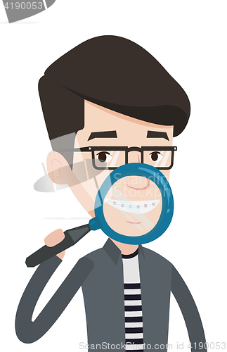 Image of Man brushing his teeth vector illustration.