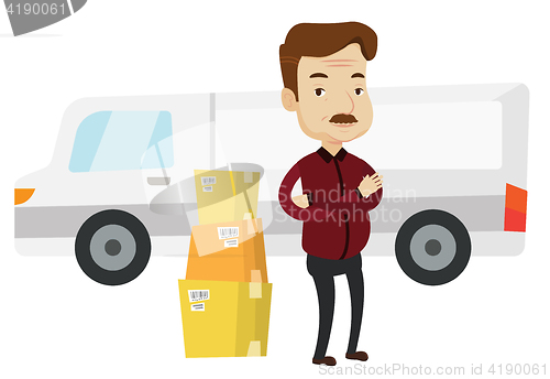 Image of Man moving to house vector illustration.