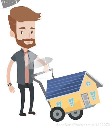Image of Young man buying house vector illustration.