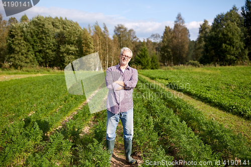 Image of happy senior man at farm