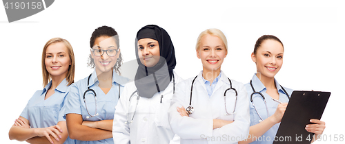 Image of group of female doctors with clipboard