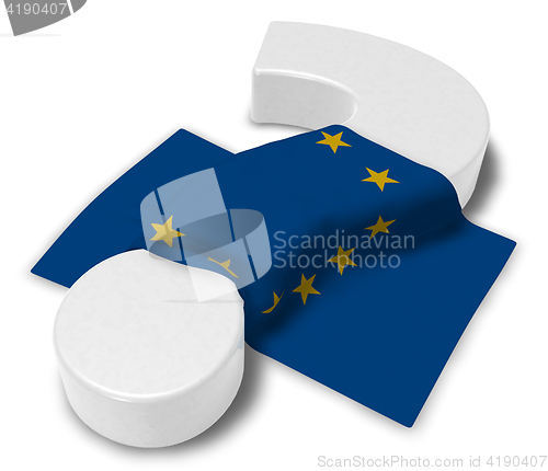 Image of question mark and flag of the european union - 3d illustration