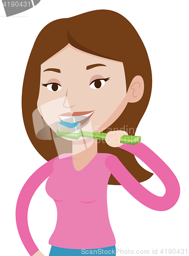 Image of Woman brushing her teeth vector illustration.