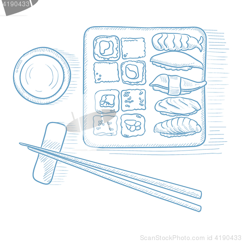 Image of Various kinds of sushi.