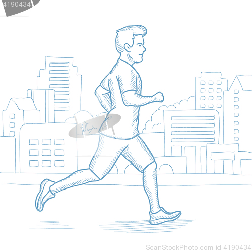 Image of Sportive man jogging vector illustration.