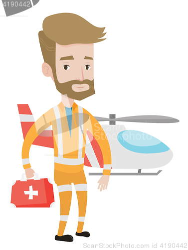 Image of Doctor of air ambulance vector illustration.