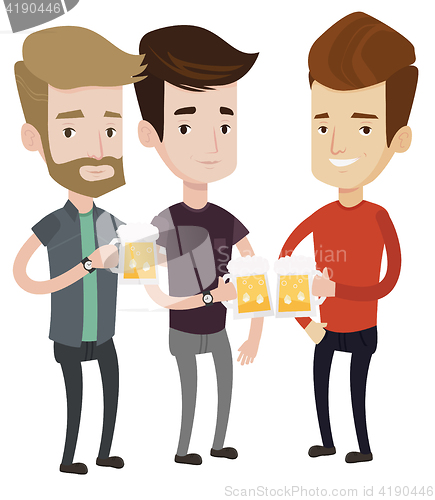 Image of Group of friends enjoying beer at pub.