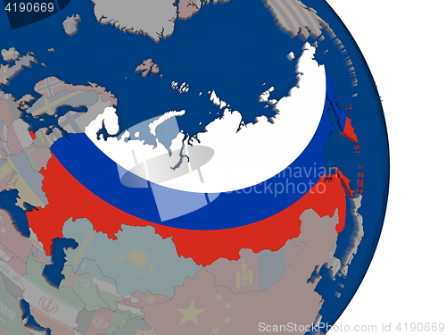 Image of Russia with its flag