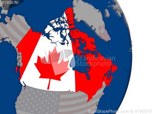 Image of Canada with its flag