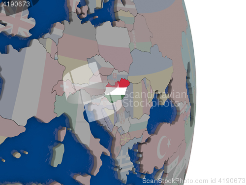 Image of Hungary with its flag