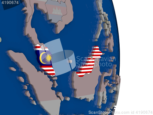 Image of Malaysia with its flag