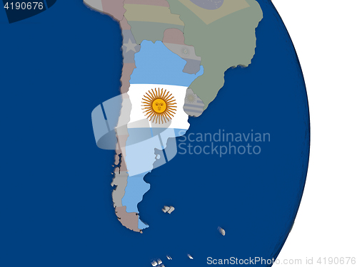 Image of Argentina with its flag