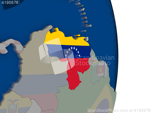 Image of Venezuela with its flag