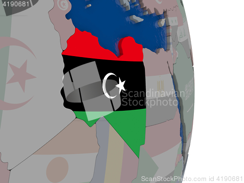 Image of Libya with its flag