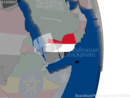 Image of Yemen with its flag