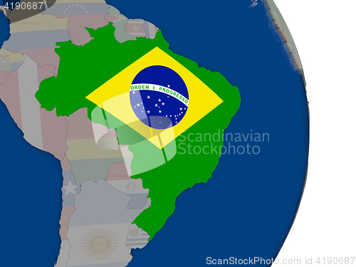 Image of Brazil with its flag