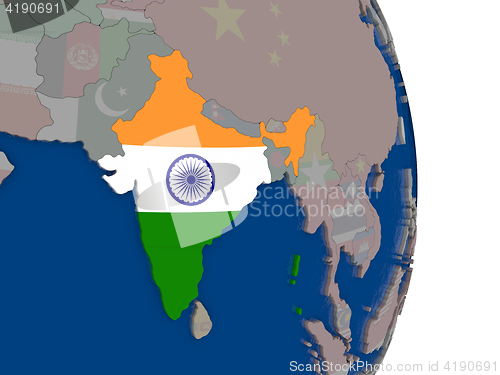 Image of India with its flag