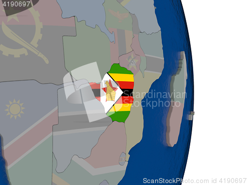 Image of Zimbabwe with its flag