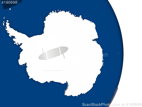 Image of Antarctica with its flag