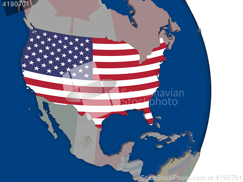Image of USA with its flag
