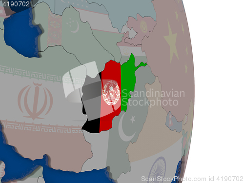 Image of Afghanistan with its flag