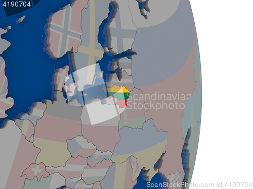 Image of Lithuania with its flag