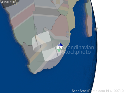 Image of Lesotho with its flag
