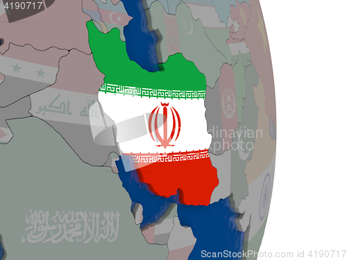 Image of Iran with its flag