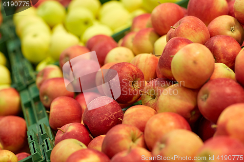 Image of ripe apples at grocery store or market