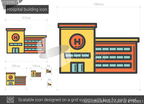 Image of Hospital building line icon.