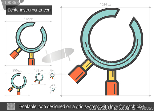 Image of Dental instruments line icon.