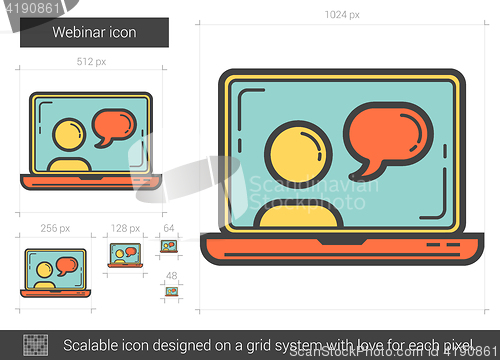 Image of Webinar line icon.