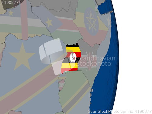 Image of Uganda with its flag