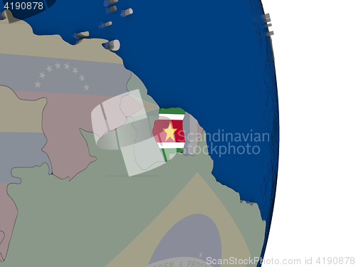 Image of Suriname with its flag