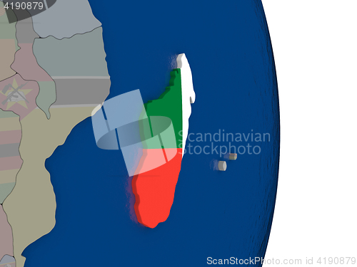 Image of Madagascar with its flag