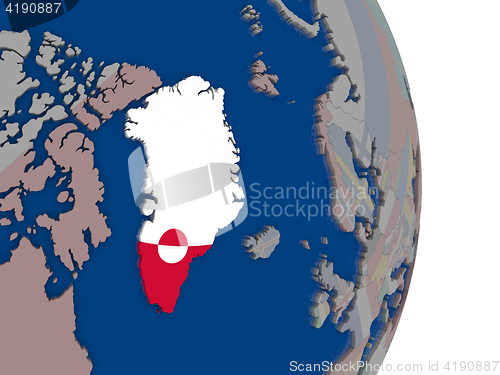 Image of Greenland with its flag