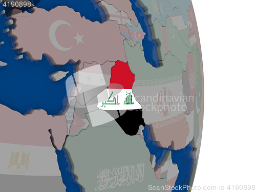 Image of Iraq with its flag
