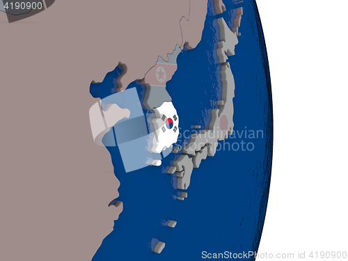 Image of South Korea with its flag